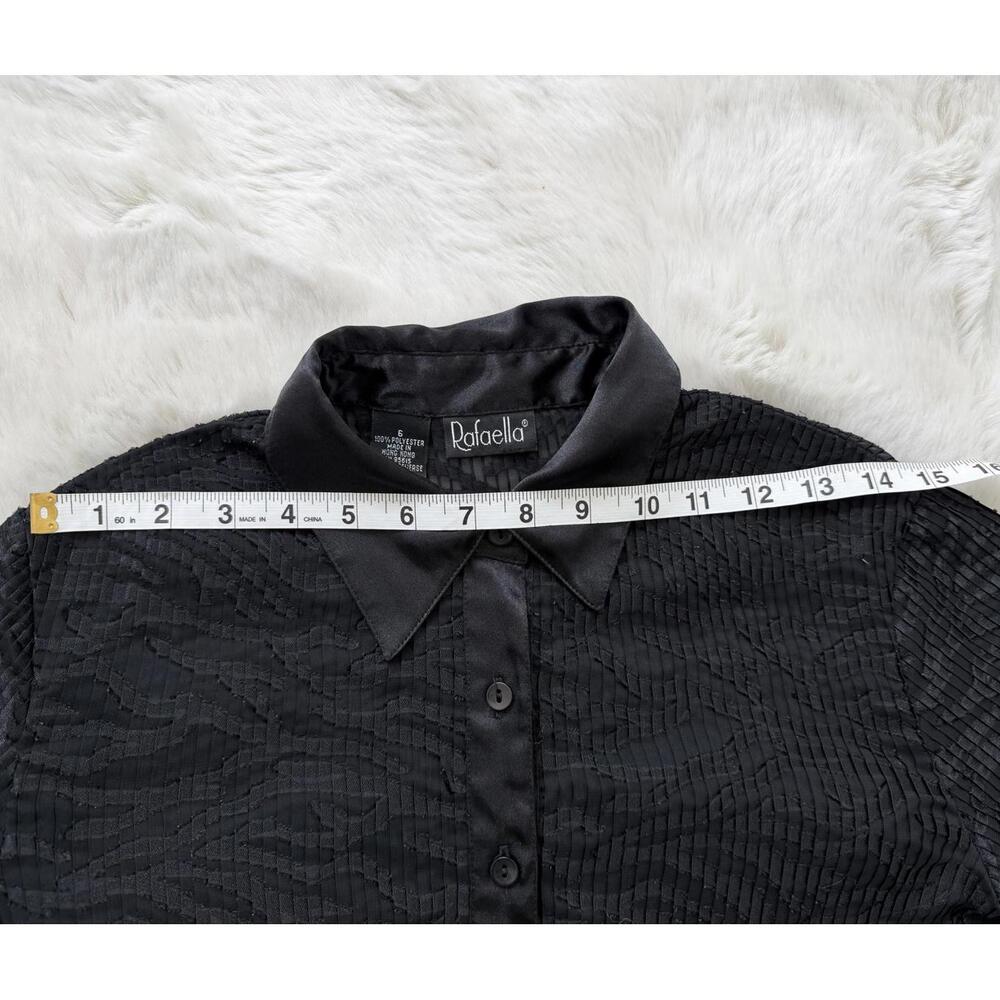 Y2K Rafaella Black Sheer Button-Up Blouse - Picture 5 of 5